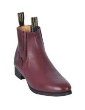  Maroon Color Leather Boot botines para hombre For Men - Short Cowboy