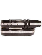  Mezlan Belts Mens Genuine Calfskin Black/White Printed Suede Belt