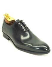  Carrucci Black Mens Genuine Calfskin Leather Lace Up Oxford Black Dress Shoe