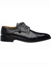  Ferrini Mens Genuine World Best Alligator ~ Gator Skin Cap Toe Black Tasseled Laces Shoes