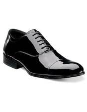 Cap Toe Black Shiny Shoes