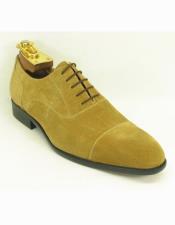 Mens Fashionable Carrucci Lace Up Style Suede Cap Toe Wheat Shoes