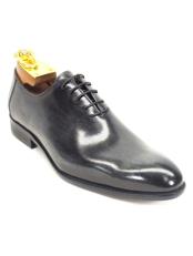  Carrucci Mens Charcoal Lace Up Genuine Calfskin Leather Oxford Shoes