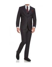  Mens  slim fit 3 piece vested Charcoal suits with Ticket Pockets