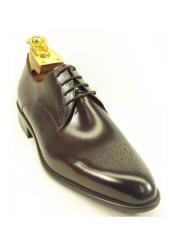  Carrucci Mens Lace Up Chestnut Genuine Calf Skin Leather Perforated Oxford Shoes