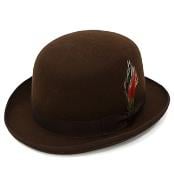  Formal Premium Brown Lined Wool Clockwork Classic Derby Hat 