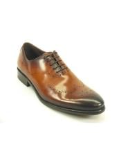  Mens Fashionable Carrucci Cognac Lace Up Leather Shoe