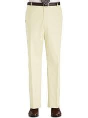  Stage Party Pants Trousers Flat Front Regular Rise Slacks - Cream 