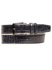  Mezlan Belts Brand Mens Genuine Crocodile / Calfskin Blue Skin Cinturon De