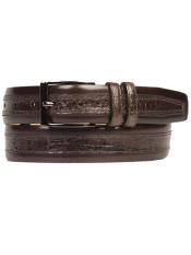  Mezlan Belts Brand Mens Genuine Crocodile / Calfskin Brown Skin Cinturon De Cocodrilo