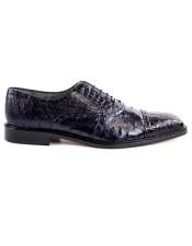  Mens Genuine Crocodile/Ostrich Lace Up Navy Hand-Crafted Dress Shoes Mens Ostrich Skin
