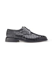  Mens Hand-Crafted Genuine Crocodile Lace Up Black Dress Shoes