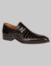  Mezlan Loafers Black Crocodile Exotic Skin Shoes Authentic Mezlan Brand