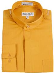  Daniel Ellissa Banded Collar Gold (Mustard) collarless Mens Dress Shirt