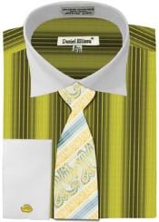 Daniel Ellissa Basic Two Tone French Cuff Set Sage White Collar Two