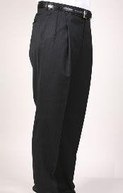  Black Pinstripe Bond Flat Front Trouser 