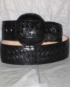  Genuine Black Weave Lizard Teju Western Cowboy Belt 