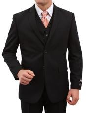  Mens Solid Black 2 Button Front Closure suit 