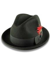  100% Wool Black Fedora Trilby Mobster Style Hat 