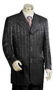  Mens 3 Piece Vested Black Zoot Suit