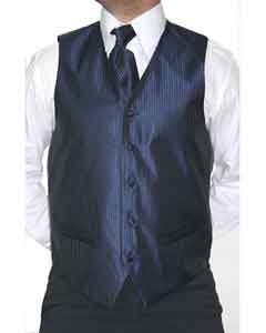  Mens 4-Piece Vest Tie Accessory Set Blue/Black Also available in Big and