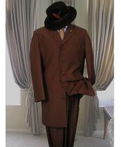  Dark Brown Single Breasted 5 Button Long Zoot Suit