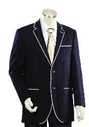 Mens Two Buttons Style Comes In Dark Blue Denim Fabric White Trim