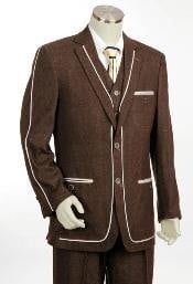  Mens 2 Button 3PC Fashion Denim Cotton Fabric Trimmed Two Tone Blazer/Suit/Tuxedo