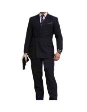  Mens Kingsman Double Breasted Button Closure Black Fully Lined Suit