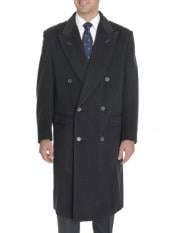  Mens Big and Tall Peak Lapel Wool Blend Double Breasted Full Length