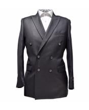  Mens Peak Lapel charcoal Gray Double Breasted Suits Shiny Sharkskin Solid Regular