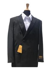  Authentic Charcoal Mens Wool Pick Stitched Lapel Mens Double Breasted Suits Jacket Pinstripe Blazer Sport Coat Jacket