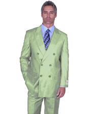 Mens Light Green ~ Sage Dark Mint Double Breasted Peak Lapel Suit