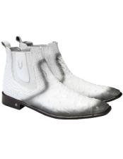  Mens Faded White Vestigium Boots Genuine Ostrich Chelsea Boots