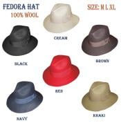  Mens 100% Wool Fedora Trilby Mobster Hat in 6 Colors 