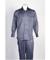  Mens 5 Button Casual Casual Two Piece Walking Outfit For Sale Pant Sets Suit Blue