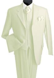  3 Piece Premium Cream ~ Ivory 2 Button Style three piece suit