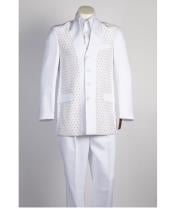  4 Button Single Breasted All White Suit For Men