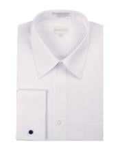  White Pointed Collar French Cuff Mens Dress Shirt 