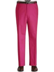  Stage Party Pants Trousers Flat Front Regular Rise Slacks - Fuchsia ~