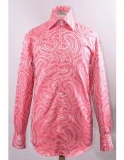  Mens Fuchsia High Collar Fashion ~ Shiny ~ Silky Fabric Braid Swirl