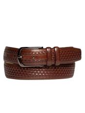  Mezlan Belts Brand Mens Genuine Calfskin Brown Skin Belt