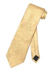  Mens Gold Paisley Pattern Polyester Neck Tie - Mens Neck Ties -