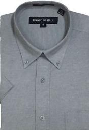 Gray Mens Summer Wear Basic Button Down Short Sleeve Oxford Mens Dress