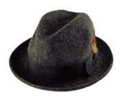  Mens 100% Wool Fedora Trilby Mobster Hat Grey 