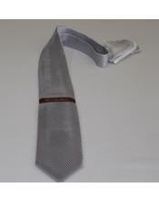  Mens Formal Silk Pleated Gray Tie