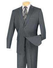  Mens Gray Mini Stripe ~ Pinstripe 2 button Wool Blend Suit 