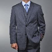  Mens Grey Teakweave 2-button Vested three piece suit