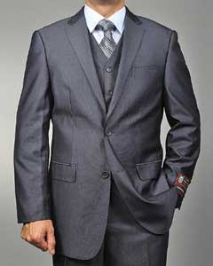  Mens Grey Teakweave 2-button Vested 2 Piece Suits - Two piece Business suits Suit