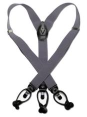  Grey Black Suspenders For Men Elastic Y-Back Button & Clip-On Mans